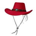 thumbnail image 2 of Bxsruta Unisex Men Women Vintage Western Style Cowboy Hat Breathable Adjustable Rope Sun Hat for Summer Outdoor, 2 of 8