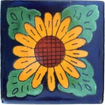 4.2x4.2 Sunflower Talavera Mexican Tile, Set of 9 pcs
