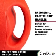 CanDo Molded Dual-Handle Medicine Ball for Strength Training, Core Workouts, Warmups, Cardio, and Plyometrics with Handles for Home and Clinic Use