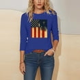 thumbnail image 6 of Levmjia Women's Patriotic American Flag Cross Print 3/4 Sleeve T-Shirt Crew Neck Casual Summer Graphic Tee Loose Fit Fourth of July Holiday Top, 6 of 6