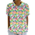 thumbnail image 1 of Économies en Liquidation! BEFOKA Hauts Grande Taille pour Femmes en Liquidation, Blouse Décontractée d'Été T-shirt pour Femmes, Mode Décontractée pour Femmes Manches Courtes Raccourcies Imprimées Blouse Ample, 1 of 5