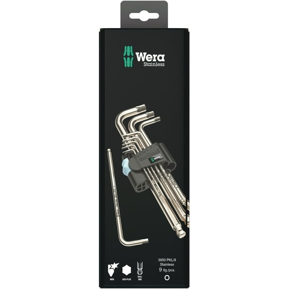 Wera Tools Metric Stainless 3950/9 Hex-Plus 1 Sb L-Key Set 9Pc