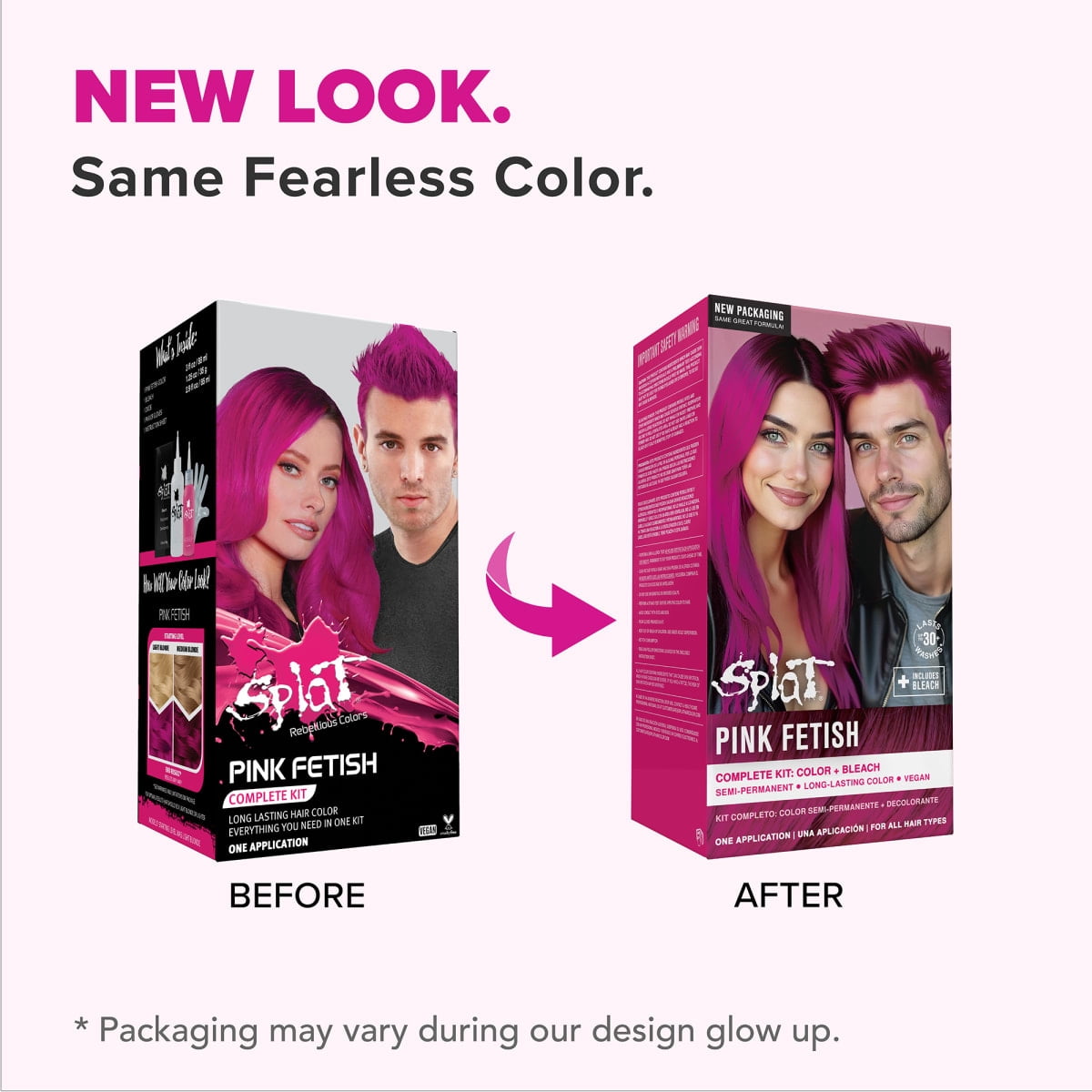 Splat Complete Kit, Pink Fetish Hair Color, Semi-Permanent Hair Dye with Bleach