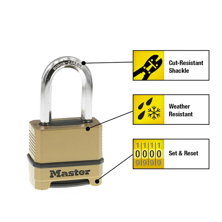 Master Lock Heavy Duty Outdoor Padlock with Key, 1-7/8 in. Wide, 1