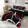 thumbnail image 3 of Manfei Black Red Circle Queen Comforter Set,Aesthetic Minimalist Comforter Sets Queen, Black Reversible 3-Piece, 1 Comforter and 2 Pillowcases, 3 of 6