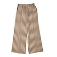 thumbnail image 5 of LEEYNEER Retro Cotton Linen Striped Wide-Legged Pants Women Thin Drape Casual Straight Pants Summer Drawstring Elastic High Waist Pant Pockets Cropped Trouser, 5 of 5