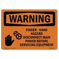 thumbnail image 1 of SignMission OS-WS-A-1218-L-12611 12 x 18 in. OSHA Warning Sign - Finger - Hand Hazard, 1 of 1