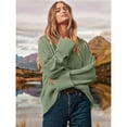thumbnail image 6 of Women's Oversized Long Sleeve Fuzzy Knit Casual Chunky Pullover Sweater Fall Outfits Clothes Green M, 6 of 8