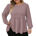 thumbnail image 7 of yillto Plus Size Womens Sweaters Long Sleeve Ribbed Knit Lightweight Ruffle Hem Fashion Tunics Tops, 7 of 7