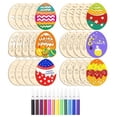 thumbnail image 2 of karymi 30pc Graffiti Eggs Imitation Eggs Wooden Model with 12 Watercolor Brushes Easter Eggs Unfinished Toys Toddler Toys Kids Diy Patterned White Kids Kit Room Decor, 2 of 6