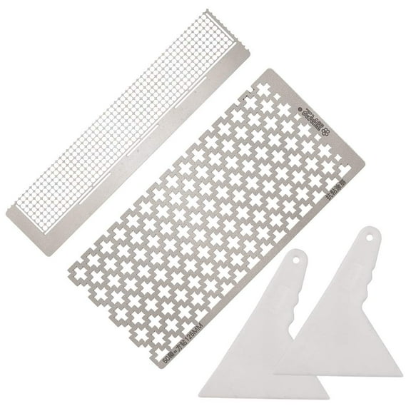 2 Pieces Square and Round Diamond Drawing Ruler Tool with 2 Diamond Drawing Fix Tools for Full Drill and Partial Drill