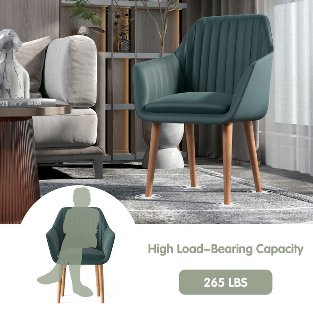 Demi Bonn Set of 2 Upholstered Dining Chairs with Soft Padded Cushion for Dining Room Living Room, Green