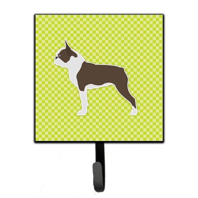 Boston Terrier Checkerboard Green Leash or Key Holder