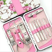 12 Piece Stainless Steel Manicure and Pedicure Set, Travel Grooming Kit with PU Leather Case, TIKA