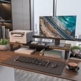 thumbnail image 2 of Dual Monitor Riser Stand Sturdy Computer Monitor Riser MultiPurpose Desktop Storage Organizer Shelf for Laptop Computer (Rustic Large), 2 of 7