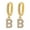 B, variant on Wholesale Dainty Gold Plated Initial Hoop Earrings Letter Alphabet Dangle Earrings Fashion Sparkly Rhinestone Letter Initial Pendant Drop Earrings For Women Valent