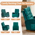 thumbnail image 4 of 40.6" Nursery Rocking Chair, Modern Upholstered Glider Chairs with Solid Wood Base, High Backrest, Side Pocket, Comfy Nursery Glider Nursing Armchair for Living Room, Bedroom, Green, 4 of 7