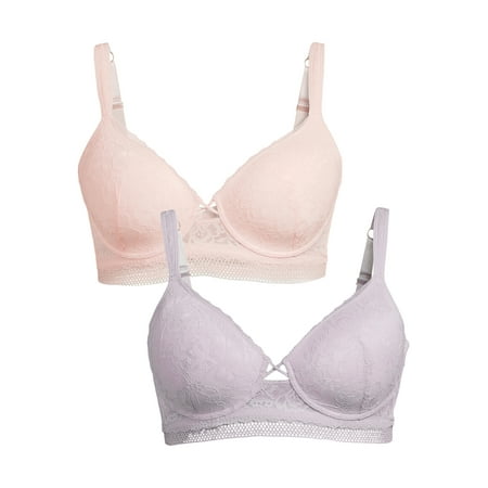 

Jessica Simpson Women’s Lace and Mesh Full Figure T-Shirt Bras 2-Pack
