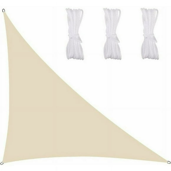 MesaSe Triangle Shade Sail Waterproof Stretched Canvas UV Ray Protection Waterproof Fabric Weather Resistant Quick Drying for Garden Parks Lawns  3x3x3m  Beige-White