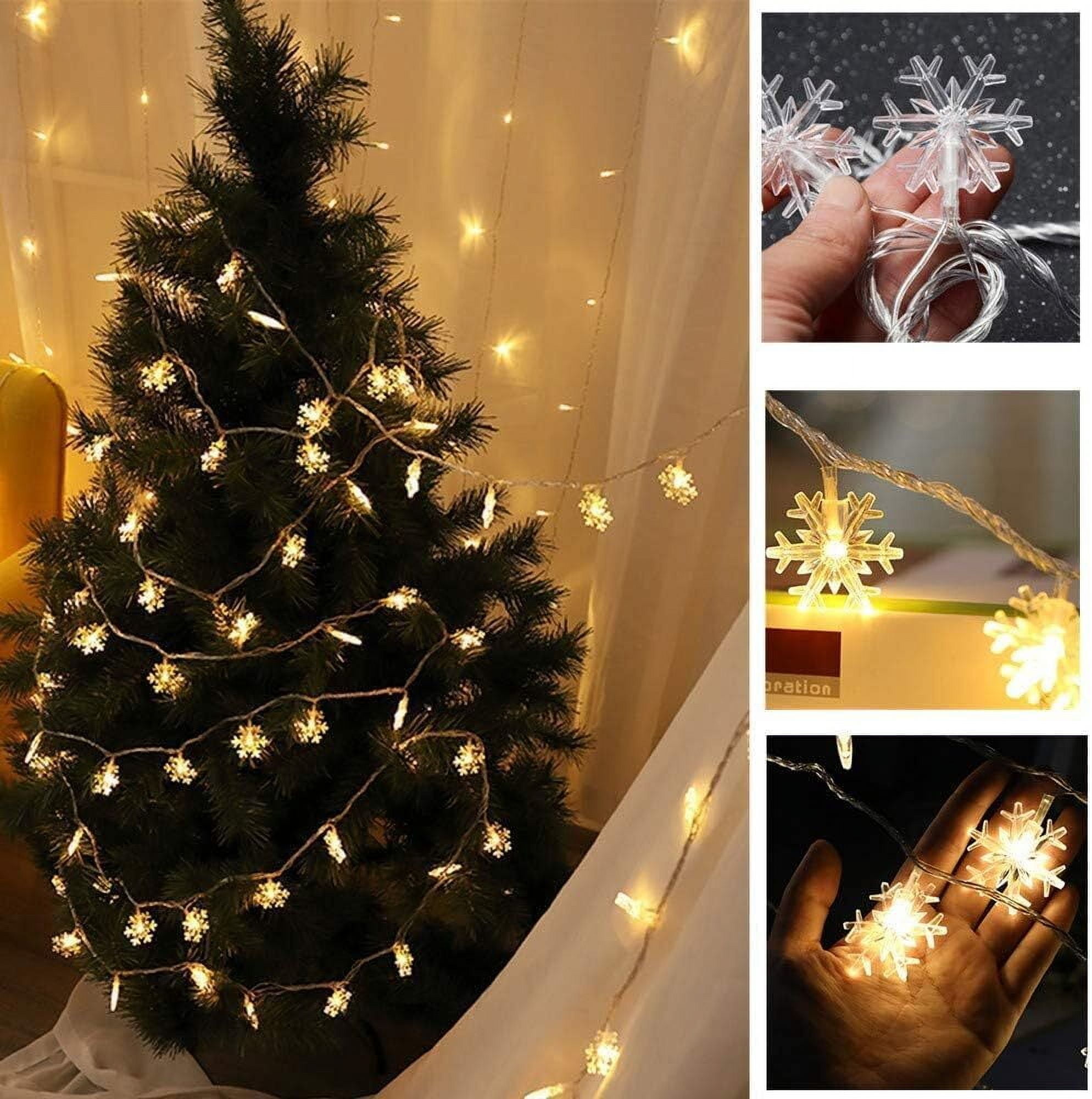 Christmas Snowflake Curtain String Lights, 11.5ft 96 LED Fairy Lights.Waterproof Lights Indoor Outdoor Xmas Decorations for Bedroom Party Patio Room Garden Home Xmas Tree Decorations (Warm White)
