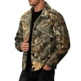 thumbnail image 4 of Havenx Camo Corduroy Jacket for Men Long Sleeve Button Down Shirt Jacket with Pockets Lapel Collar Camouflage Print Shacket Jacket Work Fall Winter Vintage Casual Loose Fit Clothing,Yellow S, 4 of 6