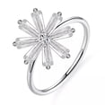 thumbnail image 3 of Dash Jewel 14K White Gold Plated 1.4 Ct Baguette Cut Diamond Ring - Stunning Floral Ring for Women - Perfect for Celebrating Life's Special Moments - Dazzling Expression of Your Commitment, 3 of 3