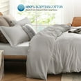 thumbnail image 3 of 900 TC 100% Egyptian Cotton Duvet set Zipper Closur Ultra Soft Durable and Fade Resistant Color Silver Grey Solid size Queen, 3 of 7