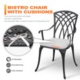 thumbnail image 4 of Nuu Garden 3-Piece Outdoor Patio Bistro Set, Round 24'' Cast Aluminum Dining Table with 1.97" Umbrella Hole and 2 Cast Aluminum Outdoor Chairs with Cushions for Porch, Grey, 4 of 10