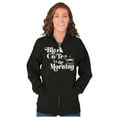 thumbnail image 4 of Black Coffee Morning First Caffeine Womens Plus Size Graphic Zipper Hoodie Brisco Brands 2X, 4 of 5