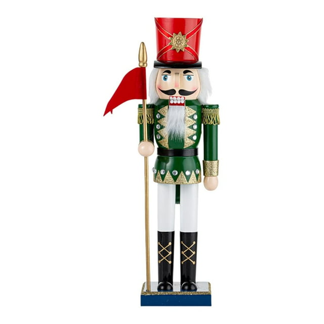 Marioneta de soldado Cascanueces navideño de 15'' para decoración navideña Verde