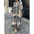 thumbnail image 5 of Liacowi Women Boho Dress Loose Long Dress Long Sleeve Geometric Print Shirt Dress Plus Size Swing Dress for Casual Daily, 5 of 7
