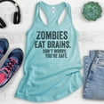 thumbnail image 2 of Zombies Eat Brains Don't Worry You're Safe Tank Top, Ladies Racerback Tank Top, Funny Halloween Zombie Tank, Cancun, Large, 2 of 3