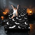 thumbnail image 3 of Homewish Halloween Bat Moon Bed Sheets, Star Crescent Full Size Sheets, Black White, 4pcs (1 Flat Sheet, 1 Fitted Sheet and 2 Pillowcases), 3 of 4