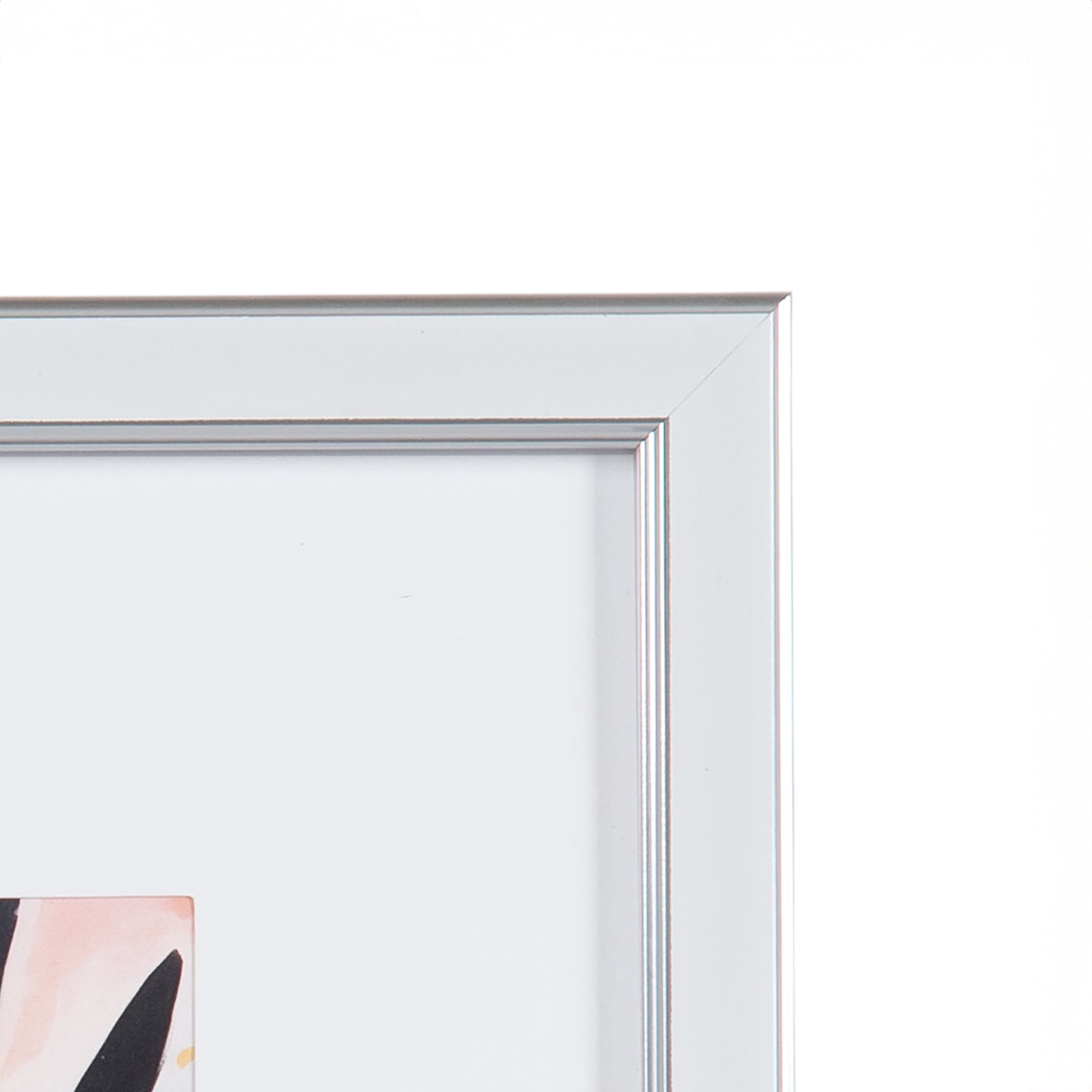 DesignOvation 8x8 Matted for 4x4 White/Silver Decorative Tabletop Picture Frame