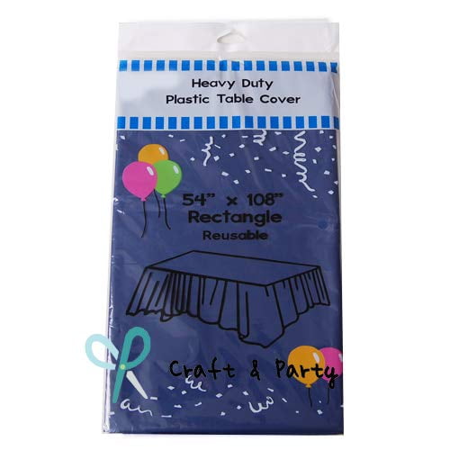 Evershine (6-Pack) Heavy Duty Plastic Table Covers Tablecloth (Reusable) (Rectangle 54" x 108", Navy Blue)