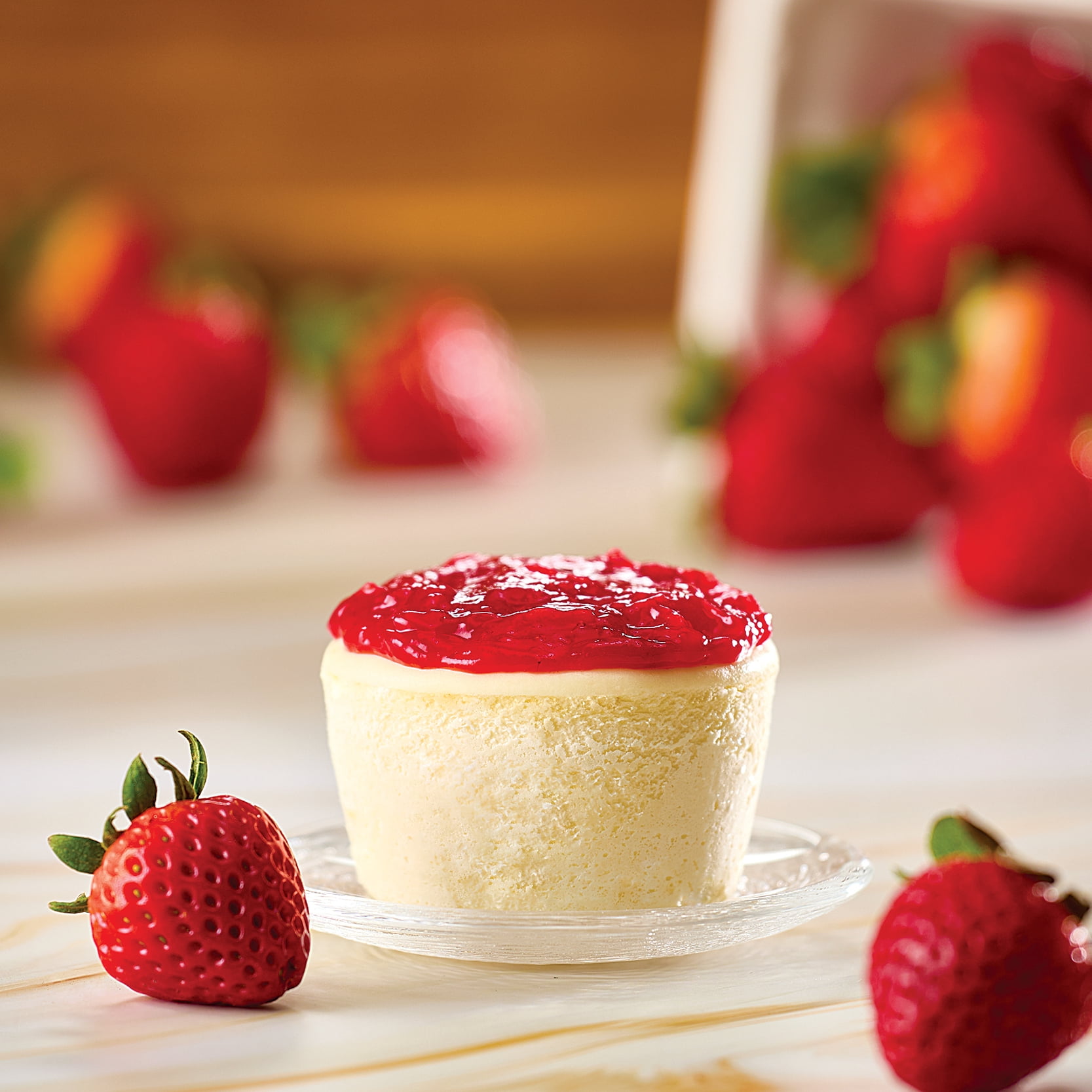 Junior's Little Fellas Strawberry Topped New York Style Cheesecake, 4 oz, Frozen