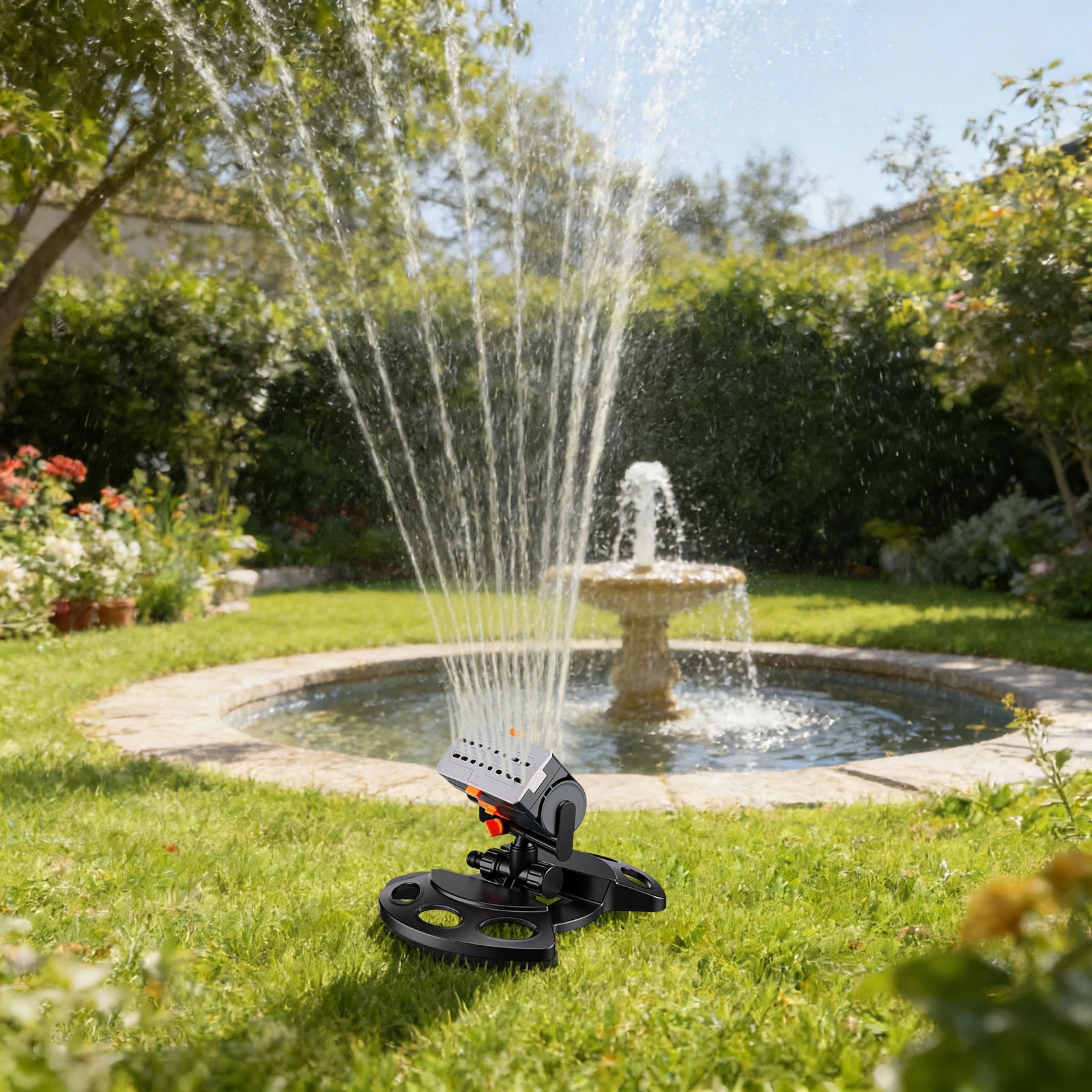 Watering Solution Oscillating Sprinkler with Timer for Garden Yard Coverage 16 Nozzles Upgraded Performance