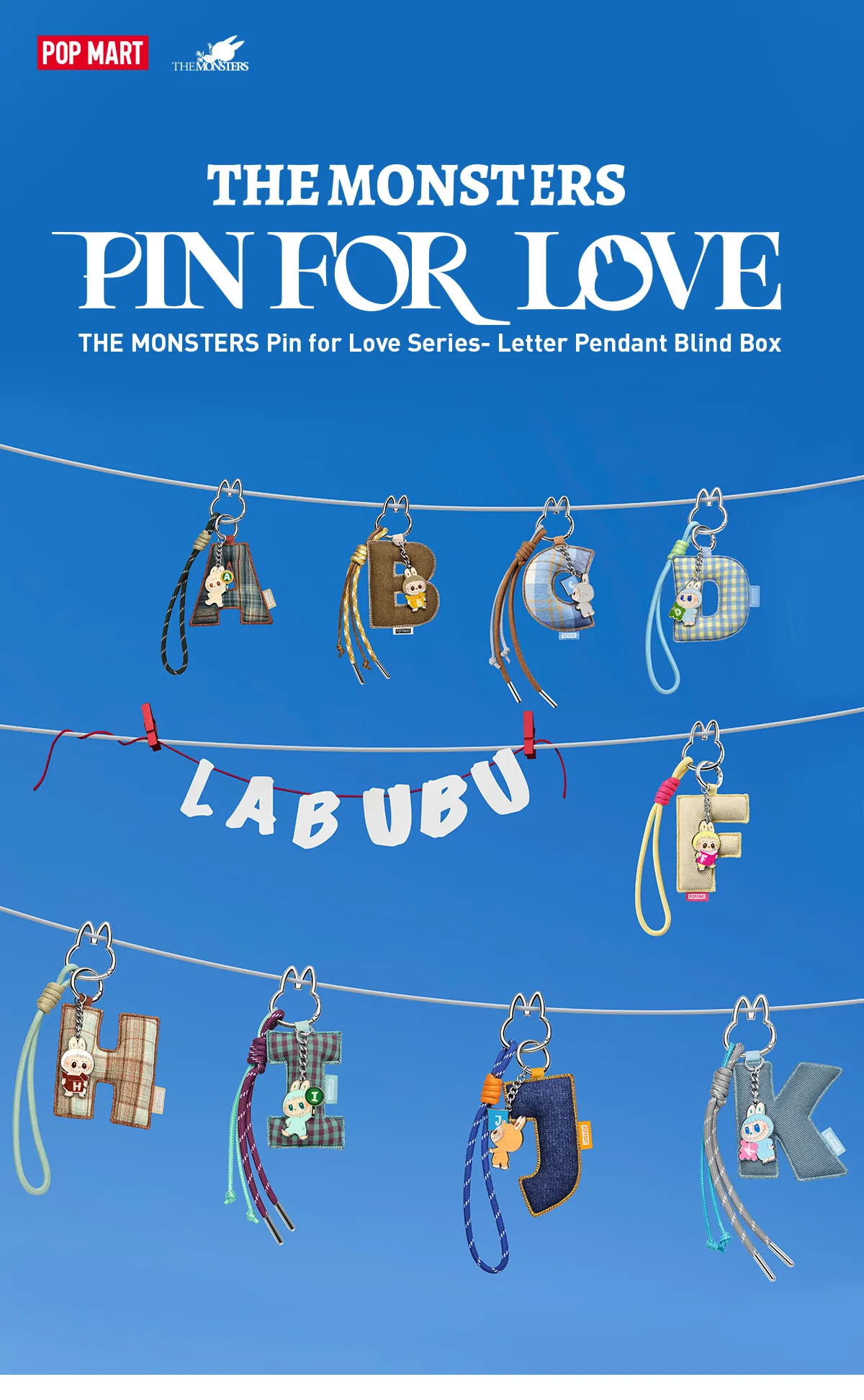 Pop Mart THE MONSTERS (Labubu) Pin for Love Series- Letter Pendant