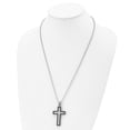 thumbnail image 5 of Stainless Steel Ball Beaded Necklace with Pendants Chain Chisel Brushed and Polished Hammered Black IP-plated Cross Pendant on a 24 inch 29.03 mm, 5 of 5