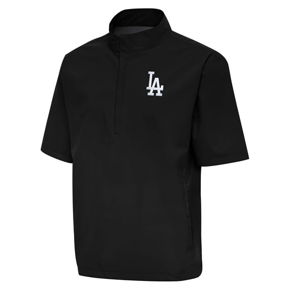 Men's Antigua Black Los Angeles Dodgers Brisk Quarter-Zip Wind Shirt