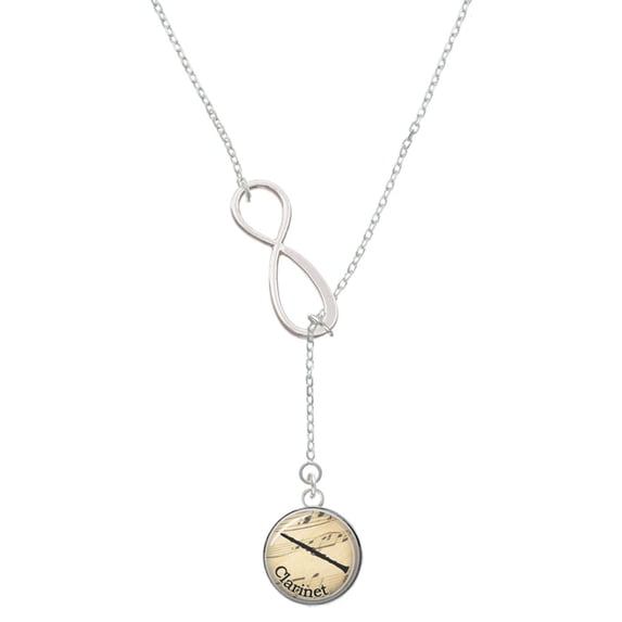 Delight Jewelry Silvertone Domed Music - Clarinet Silver tone Elegant Infinity Lariat Necklace
