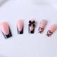 thumbnail image 5 of Uñas postizas adhesivas CTTHNBD estilo coffin negras con punta francesa, 24 piezas, 5 of 7