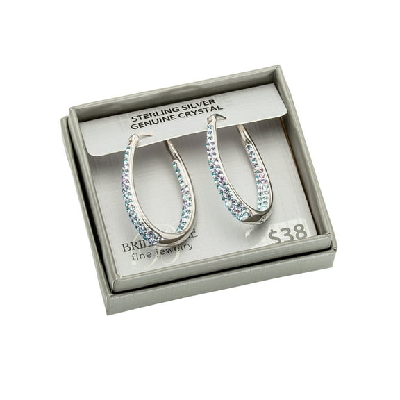 Brilliance Fine Women's Sterling Silver Light Purple Crystal Hoop Earrings