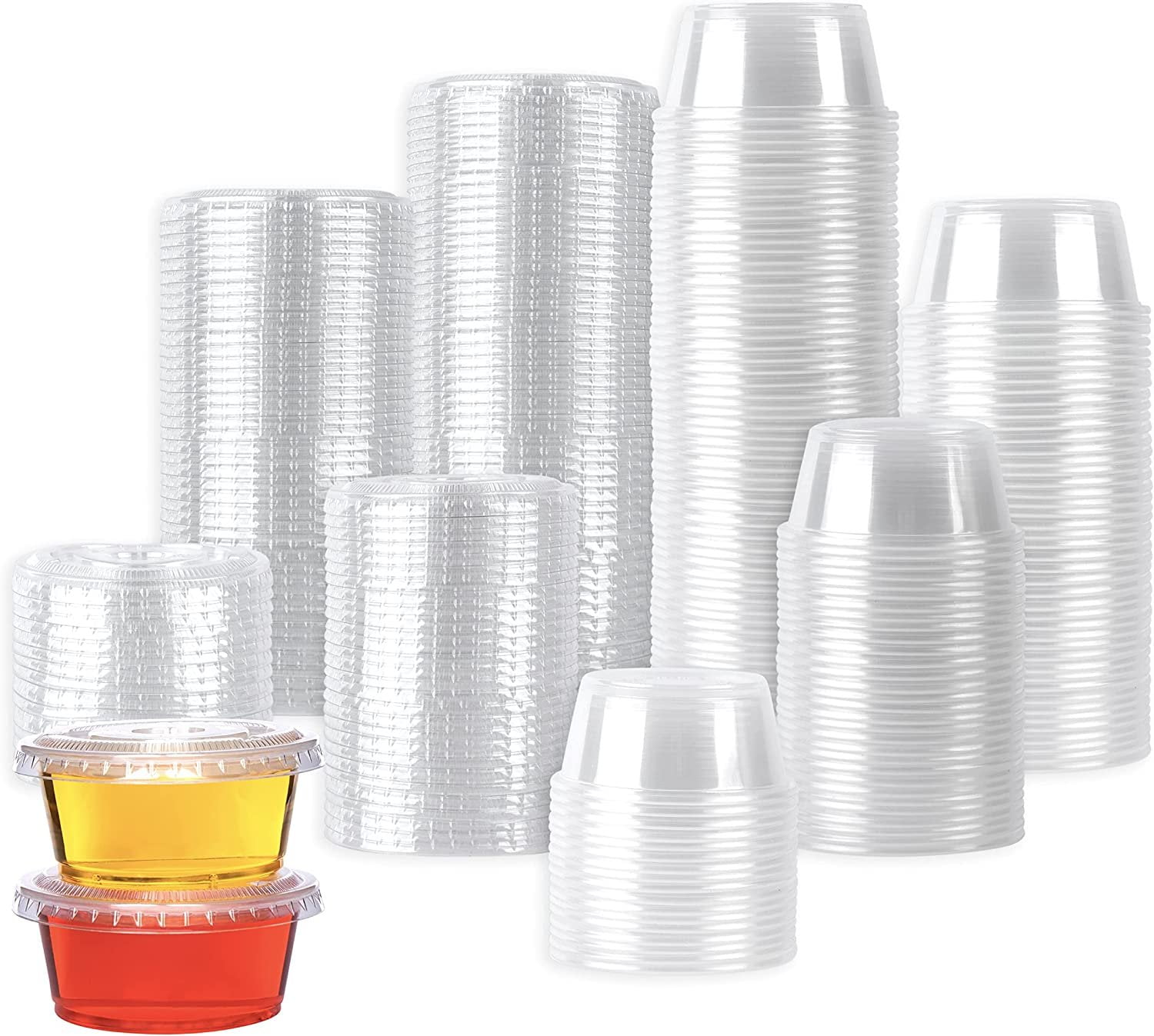 [200 Sets 3.25 oz.] Jello Shot Cups Condiment Containers with Lids
