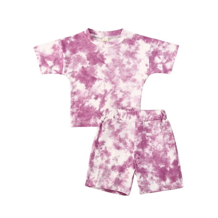

Multitrust Toddlers Girls Round Neck Slim Fit T-Shirt + Short Trousers Set