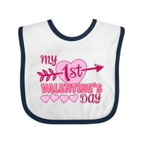 Inktastic My First Valentine's Day with Pink Heart and Arrow Boys or Girls Baby Bib