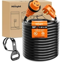 Nilight 30 Amp 50FT RV Locking Extension Cord 125V Heavy Duty 10 Gauge Pure Copper STW Wire ETL Listed 3 Prong TT-30P L5-30R 30F/30M Weatherproof Cord Suit for RV Camper Trailer