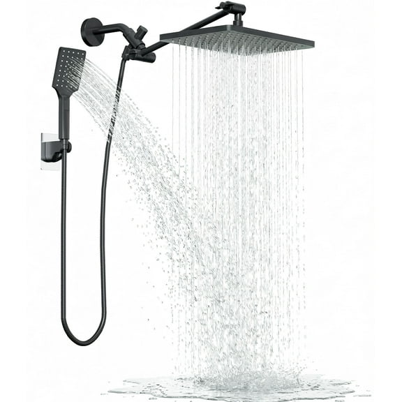 DTIG Shower Head Set High Pressure Rainfall Rain Shower Head 3-Setting Handheld with Hose Black