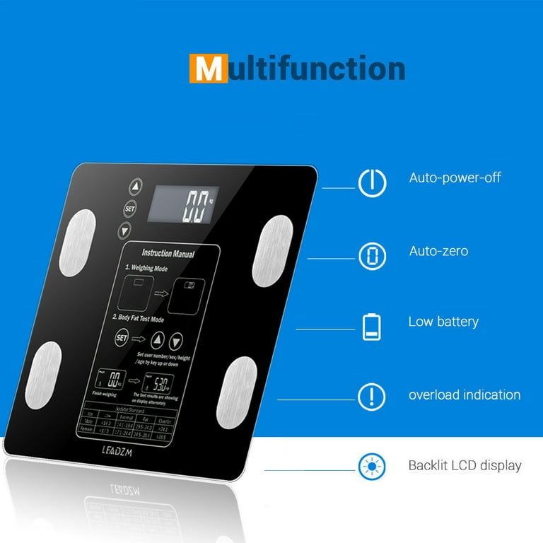 Smart Weight Scale Supporting 18 Languages, Metal Electrode, Fashionable  Advanced Sensor, 26 Body Metrics, 4mm Toughened Glass, Abs, High-definition  Backlit Lcd Display, 2 Pcs Aa Batteries, Weigh Range 0.2kg-180kg