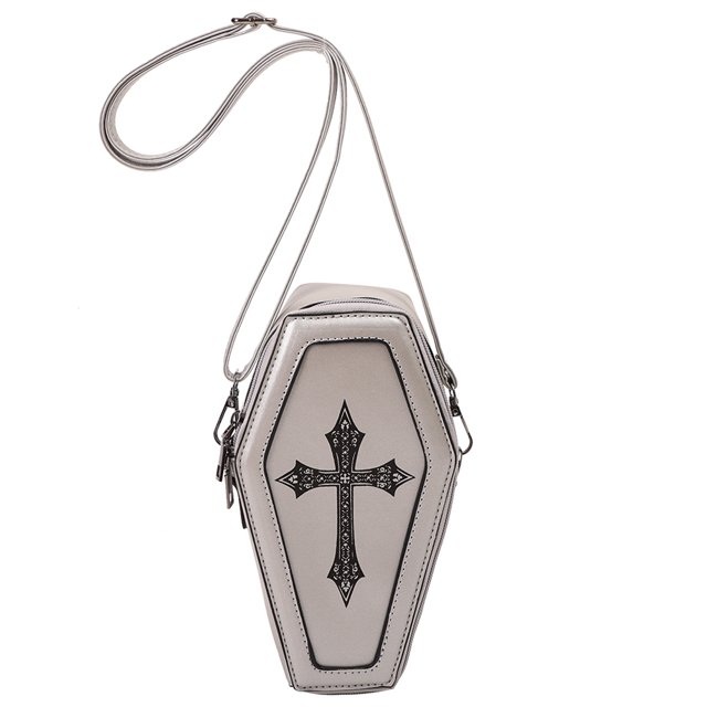 Bolso de hombro cruzado para mujer bolso de ataúd Vintage de cuero PU regalo de Halloween para mujer